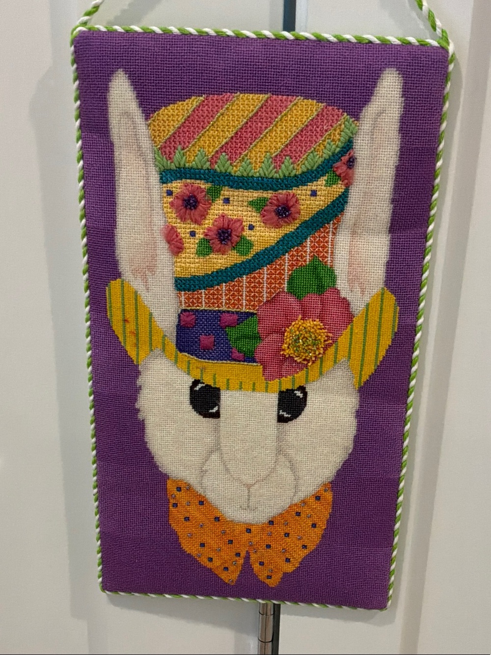 Handmade Bunny Wall Hanging with Colorful Top Hat